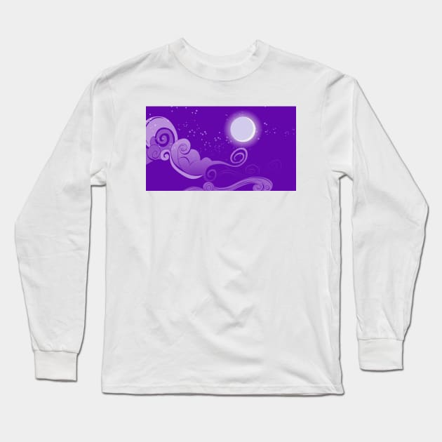 Moon Glow Night Sky Long Sleeve T-Shirt by CloudyGlow